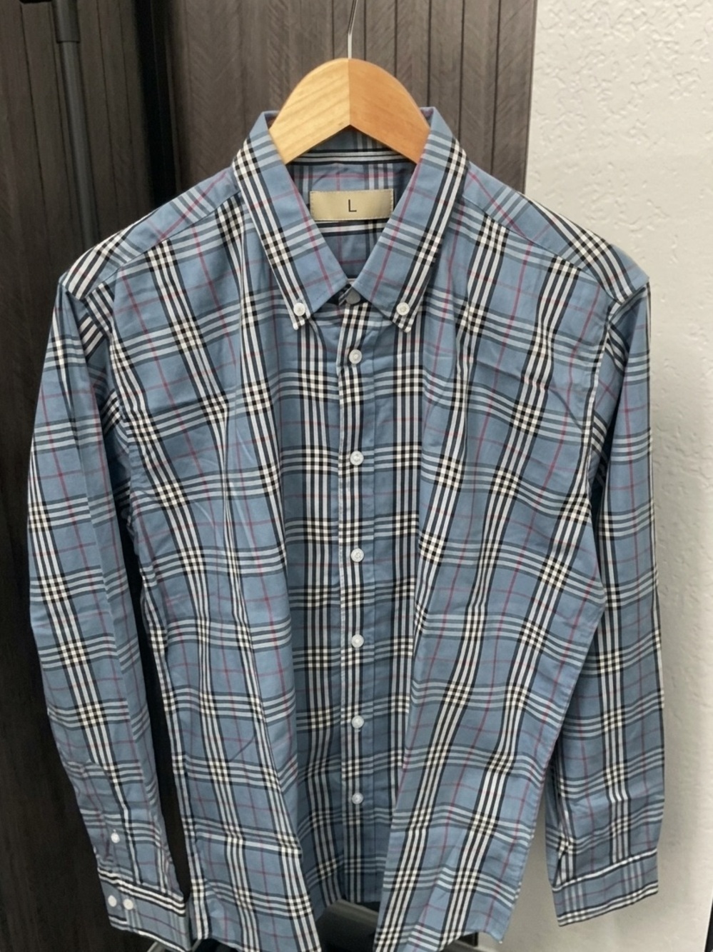 PLACE OFFER FOR DISCOUNT ~Men's Blue Plaid Button-Down Shirt